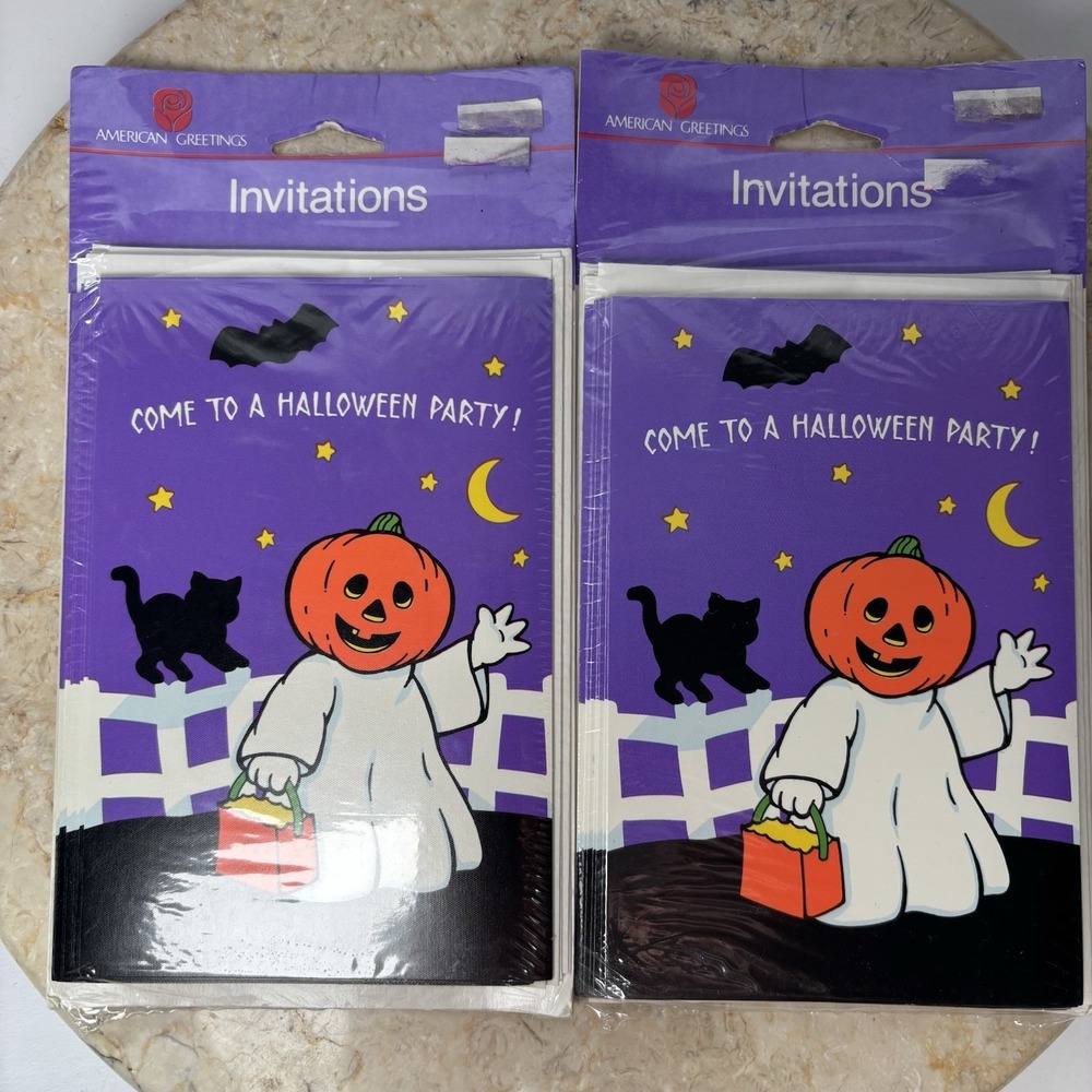 American Greetings‎ Forget Me Not Halloween Invitations 8 Cards 8 Envelopes NOS